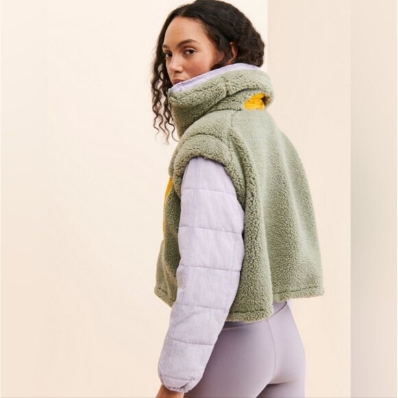 Free People Scenic Route Colorblock Pullover Sweatshirt Jacket Sherpa Teddy XS - Picture 3 of 12